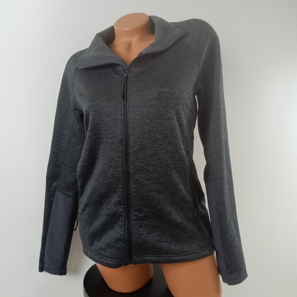 North Face Womens Full Zip Mock Neck Activewear Sweatshirt Thumbholes Gray‎ - M